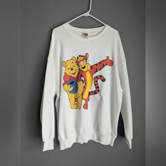 Vintage Winnie The Pooh And Tigger White Crewneck Sweatshirt. XXL. - Picture 1 of 6